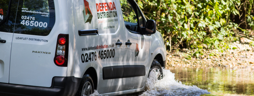 Leaflet Delivery Van in Water