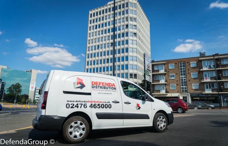 Leaflet Distribution Van in Coventry Town Centre